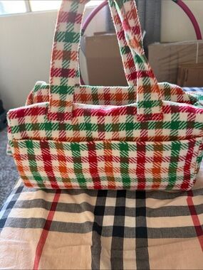 Plaid Multicolor Tote Bag - Red, Green & Orange